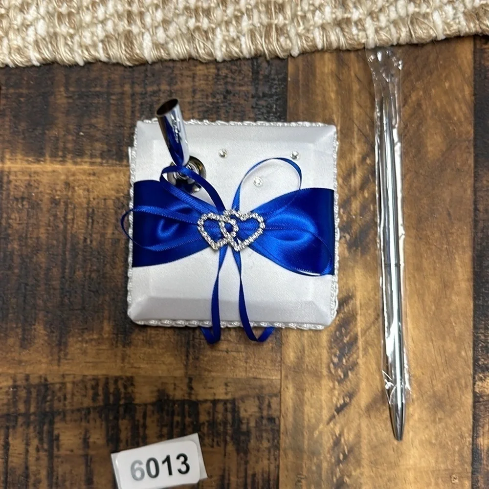 Wedding guest signature book with matching pen set new royal blue